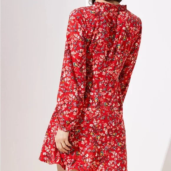 LOFT | Primrose Tie Neck Flare Dress - Picture 3 of 4